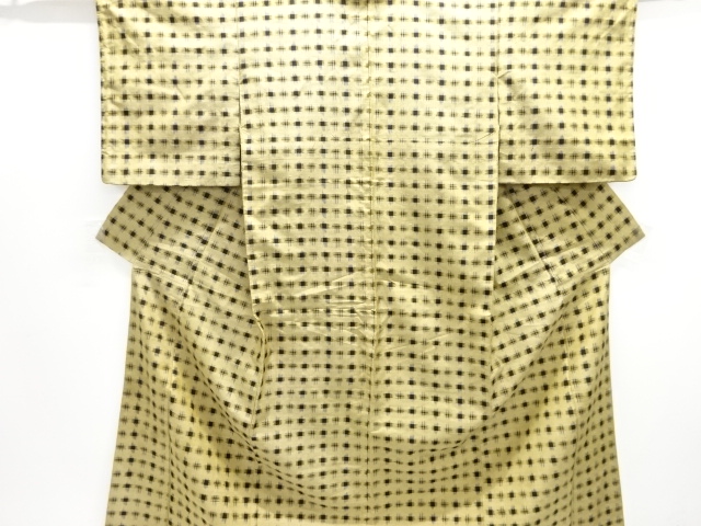 JAPANESE KIMONO / ANTIQUE KIMONO / SILK / TSUMUGI / WOVEN KASURI PATTERN